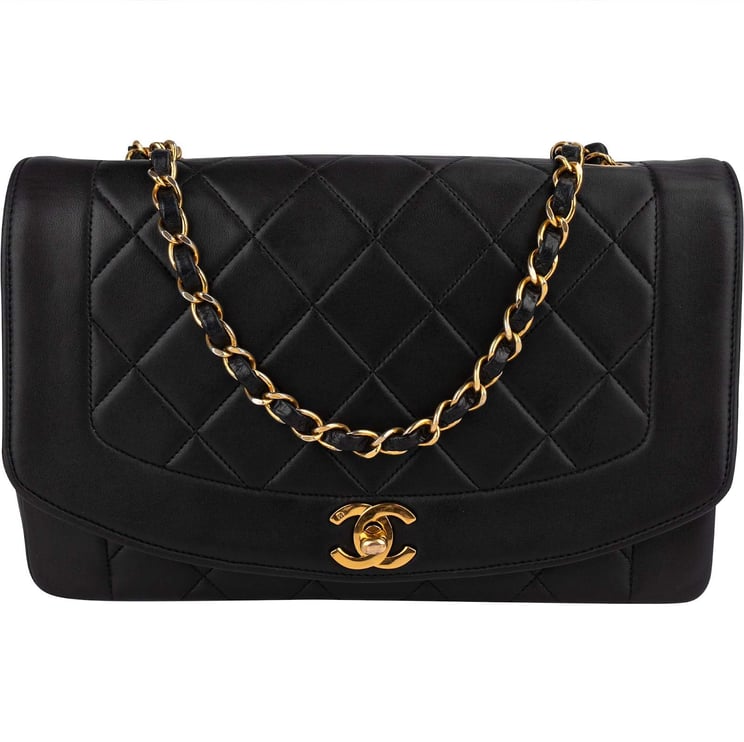 Chanel Chanel Quilted Lambskin 24K Gold Diana Single Flap Crossbody Bag