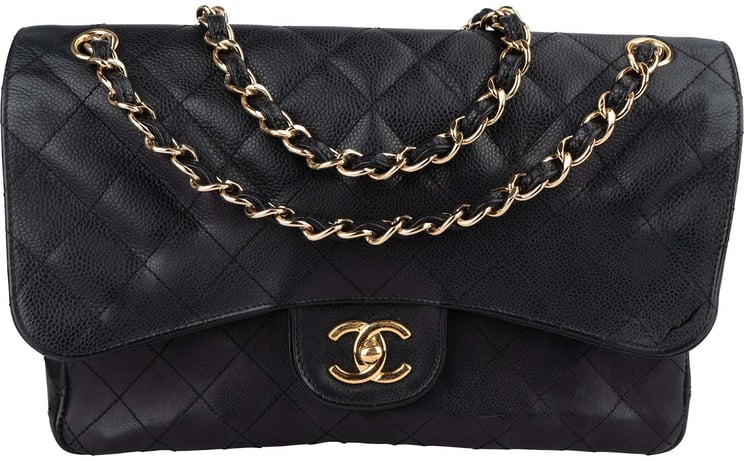 Chanel Chanel Quilted Caviar Leather Jumbo Double Flap Crossbody Bag