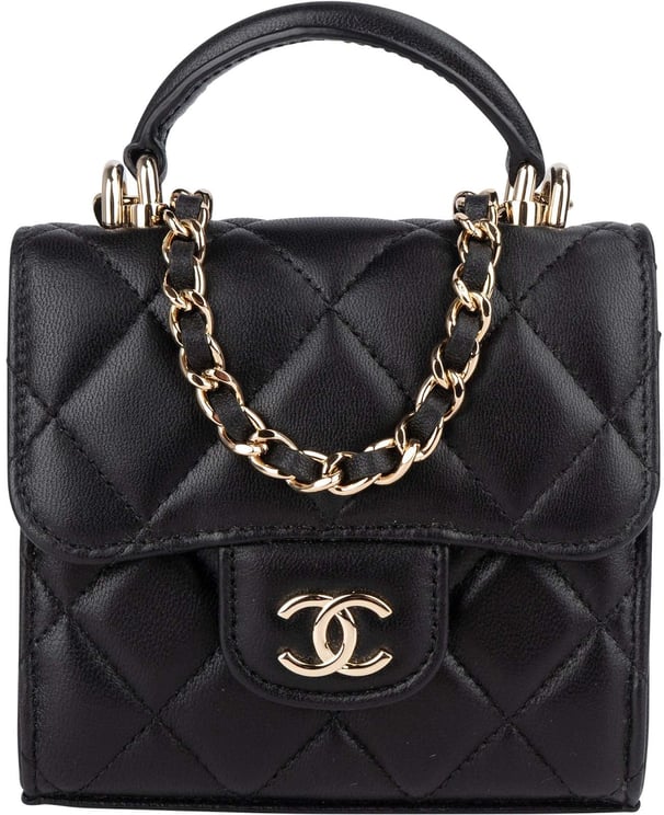 Chanel Chanel Quilted Lambskin Mini Single Flap with Top Handle Crossbody Bag