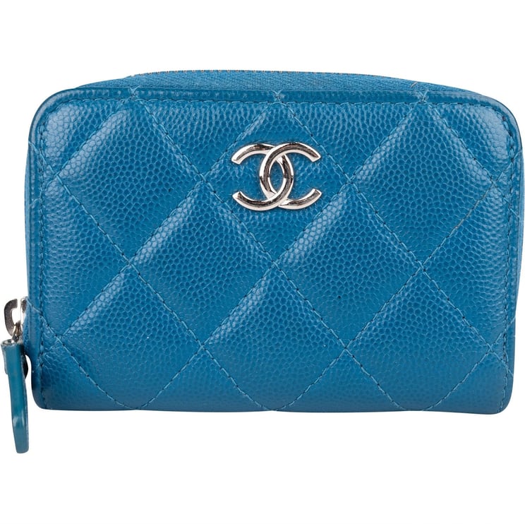 Chanel Chanel Quilted Caviar Leather Zip Around Mini Wallet
