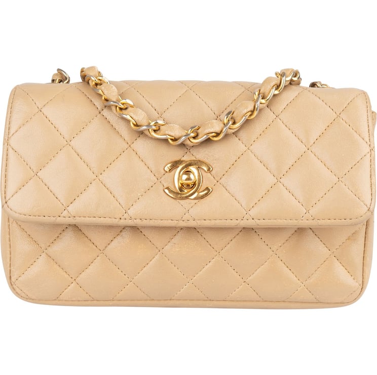 Chanel Chanel Quilted Lambskin 24K Gold Small Single Flap Crossbody Bag