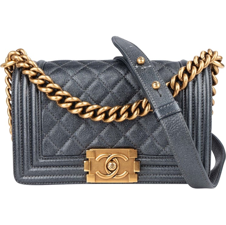 Chanel Chanel Metallic Quilted Leather Boy Single Flap Crossbody Bag