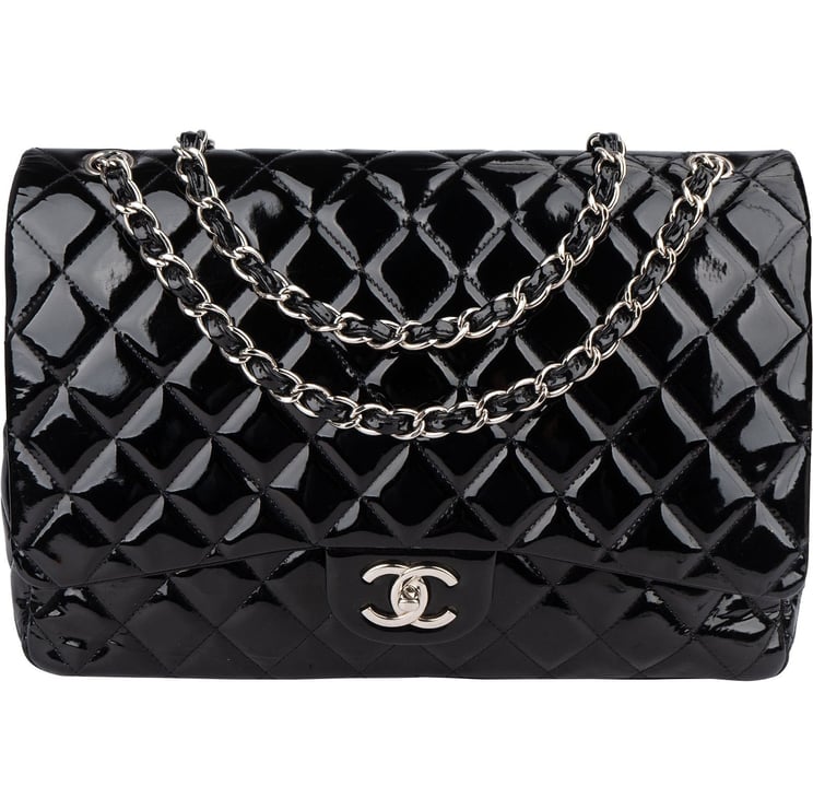 Chanel Chanel Quilted Patent Leather Maxi Double Flap Crossbody Bag