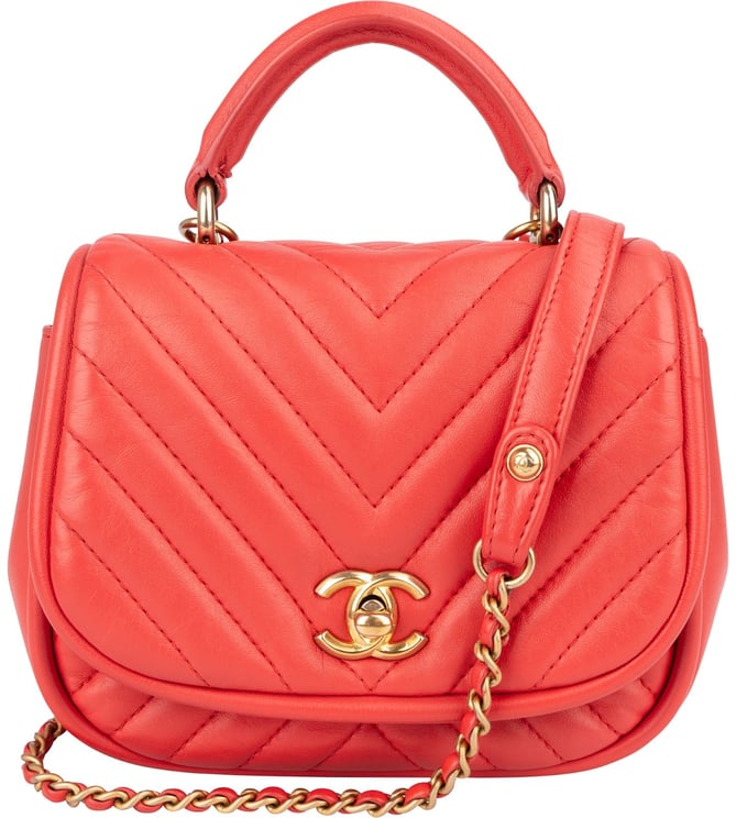 Chanel Chanel Chevron Lambskin Single Flap Top Handle Crossbody Bag