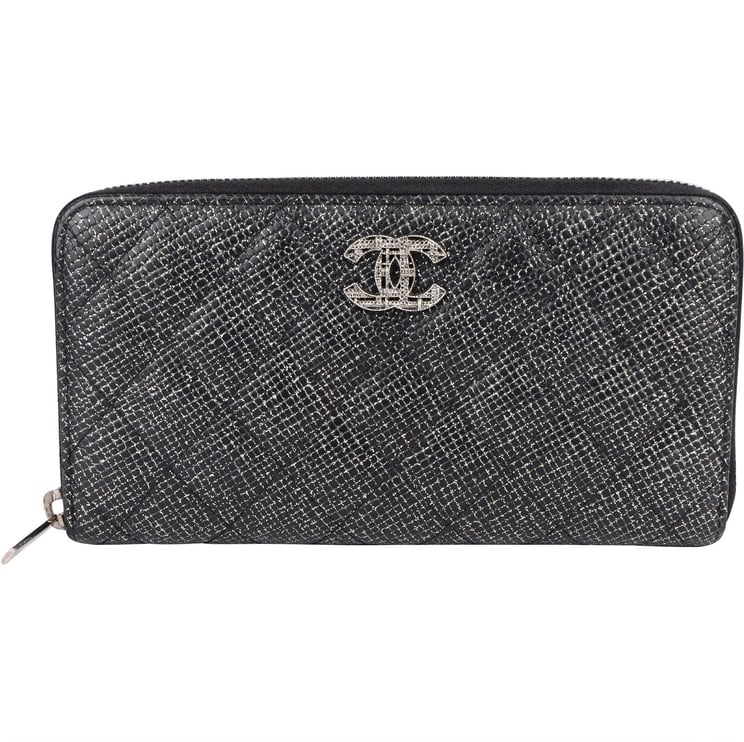 Chanel Chanel Quilted Glittered Caviar Leathe CC Wallet