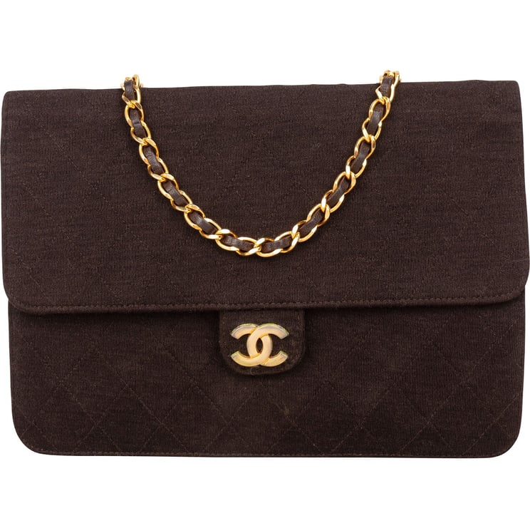 Chanel Chanel Quilted Cotton CC Single Flap Shoulder Bag