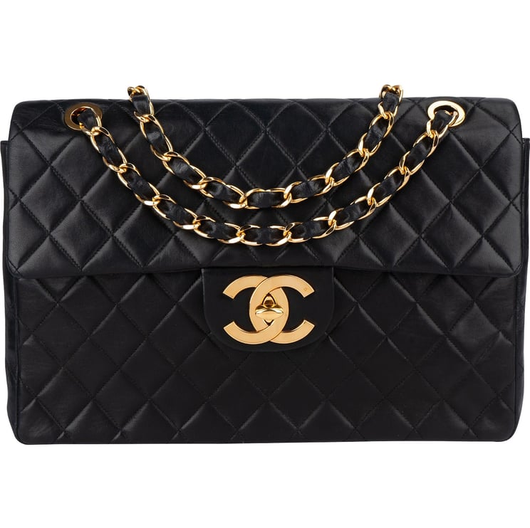 Chanel Chanel Quilted Lambskin 24K Gold Maxi Single Flap Crossbody Bag
