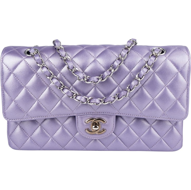 Chanel Chanel Quilted Metallic Lambskin Medium Double Flap Crossbody Bag