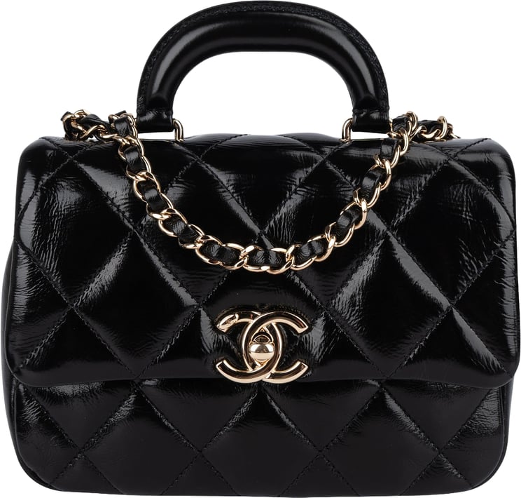 Chanel Chanel Quilted Patent Calfskin Coco Handle Single Flap Crossbody Bag