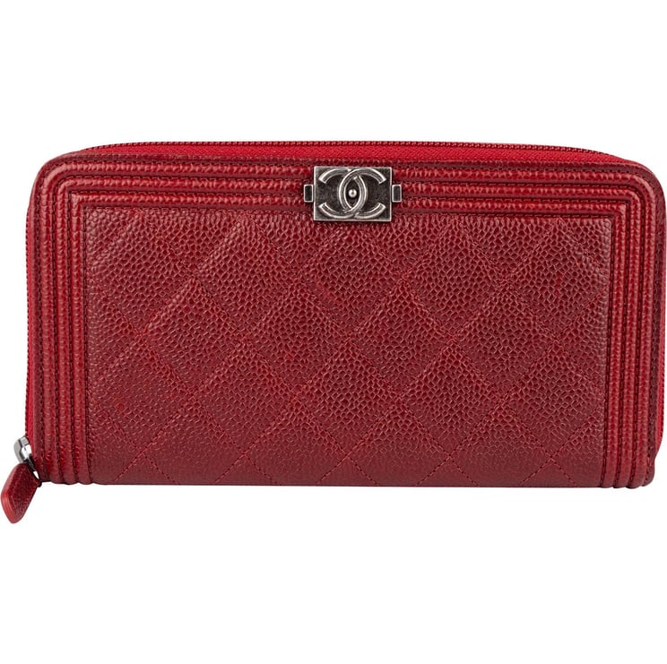 Chanel Chanel Caviar Leather Quilted Small Boy Zip Around Wallet