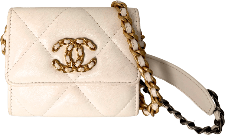 Chanel Chanel 19 Flap Coin Wallet on Chain Weiß Fullset / gut