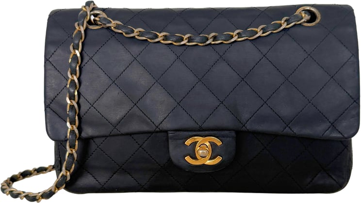 Chanel Chanel Timeless Double Flap Bag Medium black lambskin full set / very good