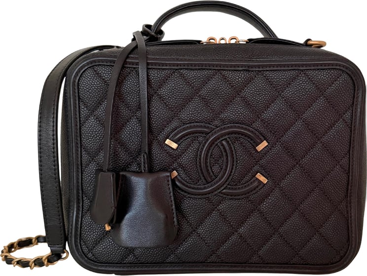 Chanel Chanel CC Filigree Vanity Case Large Leder schwarz / sehr gut