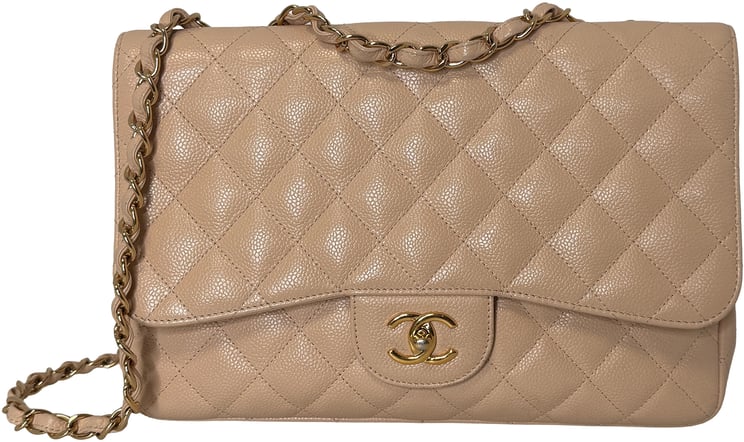 Chanel Chanel Timeless Jumbo Single Flap Bag 2010 beige Kaviarleder / gut