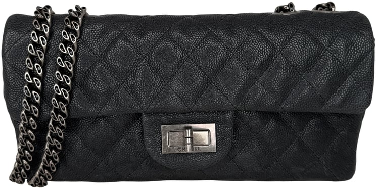Chanel Chanel 2.55 Reissue East-West Flap Kaviarleder Grau, Ruthenium / neuwertig