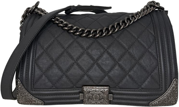 Chanel Chanel Paris-Dallas Boy Flap Lammleder dunkelgrau / sehr gut