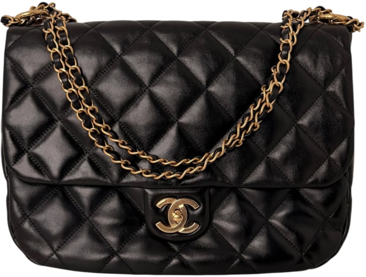 Chanel Chanel Maxi Flapbag 2024 glänzendes Kalbsleder GHW schwarz / neuwertig