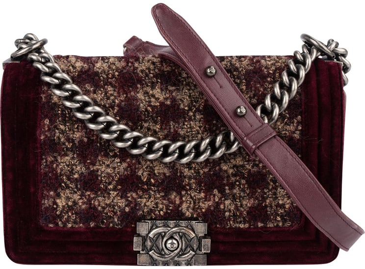 Chanel Chanel Velvet & Boucle Tweed Medium Boy Crossbody Bag