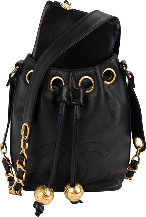 Chanel Chanel Lambskin Drawstring CC Bucket Crossbody Bag