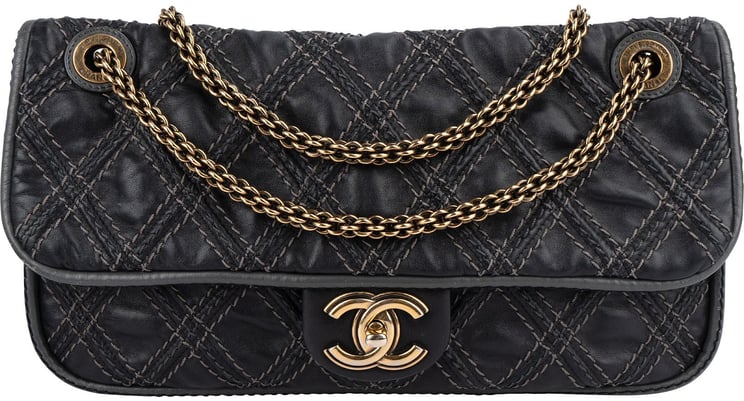 Chanel Chanel  Stitching Lambskin Single Flap Shoulder Bag