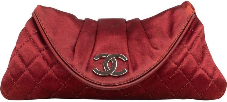 Chanel Chanel Quilted Satin Pleated Flap Clutch Bag