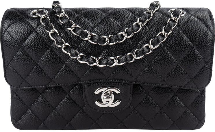 Chanel Chanel Quilted Caviar Leather Palladium Small Double Flap Shoulder Bag