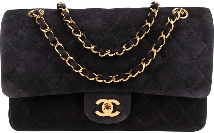 Chanel Chanel Quilted Suede 24K Gold Medium Double Flap Shoulder Bag