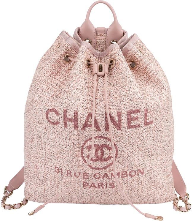 Chanel Chanel Woven Tweed Deauville Drawstring Bucket Backpack