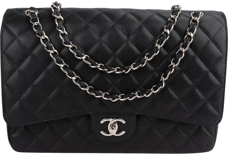Chanel Chanel Quilted Caviar Leather Maxi Double Flap Crossbody Bag