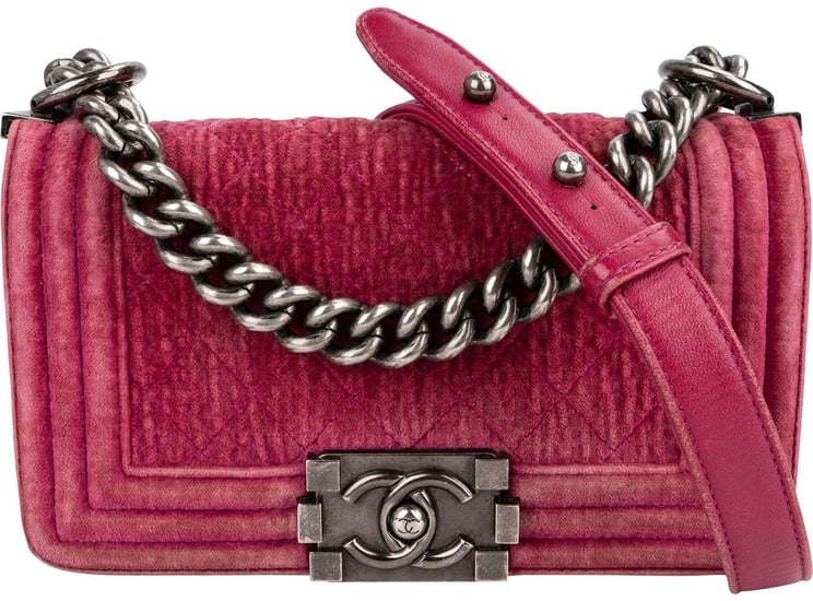 Chanel Chanel Quilted Velvet Small Boy Single Flap Crossbody Bag