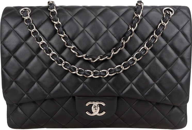 Chanel Chanel Quilted Lambskin Palladium Maxi Single Flap Crossbody Bag