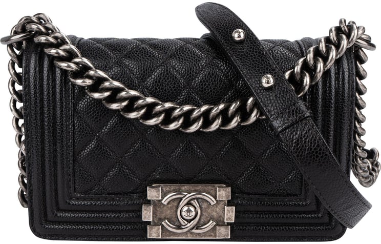 Chanel Chanel Quilted Caviar Leather Small Boy Single Flap Crossbody Bag