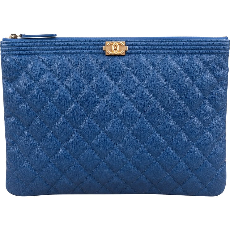 Chanel Chanel Quilted Caviar Leather CC Boy Clutch