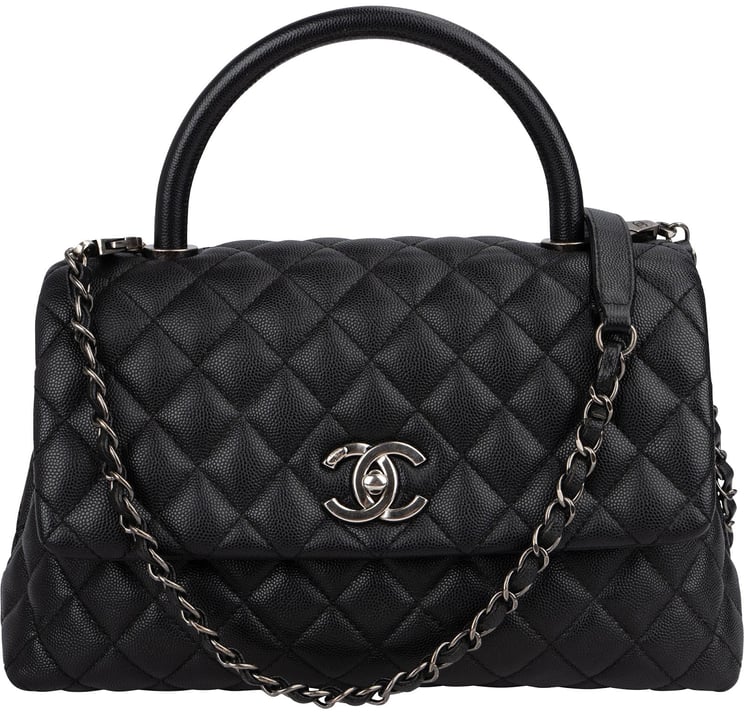 Chanel Chanel Quilted Caviar Leather Palladium Coco Handle Single Flap Handbag