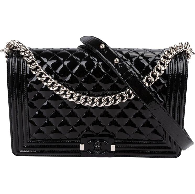 Chanel Chanel Quilted Patent Caviar Leather Large Boy Single Flap Crossbody Bag