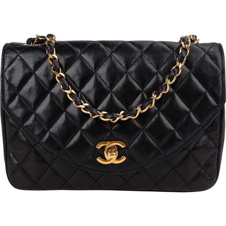 Chanel Chanel Quilted Lambskin Diana 24K Gold Single Flap Crossbody Bag