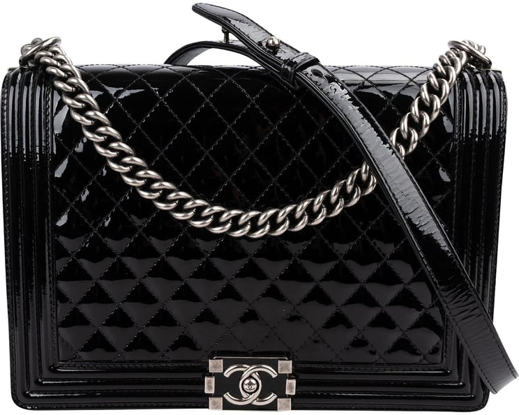 Chanel Chanel Quilted Patent Leather Jumbo Boy Single Flap Crossbody Bag
