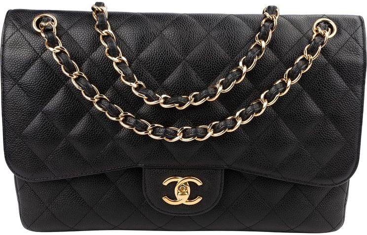 Chanel Chanel Quilted Caviar Leather Jumbo Double Flap Crossbody Bag