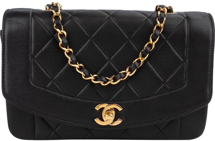 Chanel Chanel Quilted Lambskin Diana 24K Gold Single Flap Crossbody Bag