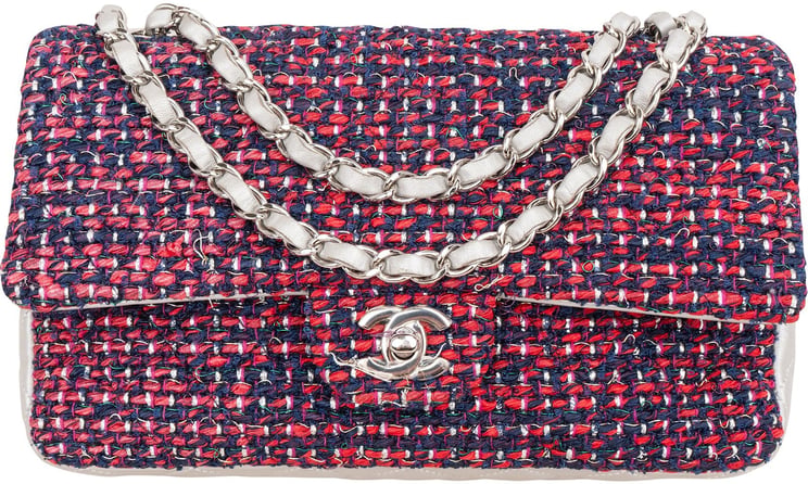Chanel Chanel Quilted Multicolor Tweed and Lambskin Medium Double Flap Shoulder Bag
