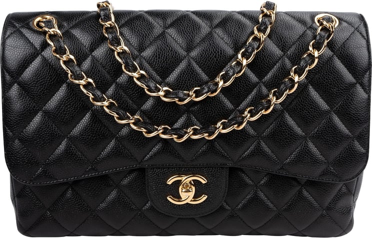 Chanel Chanel Caviar Leather Palladium Jumbo Double Flap Crossbody Bag