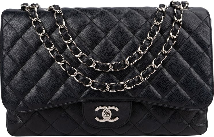 Chanel Chanel Quilted Caviar Leather Palladium Jumbo Single Flap Crossbody Bag
