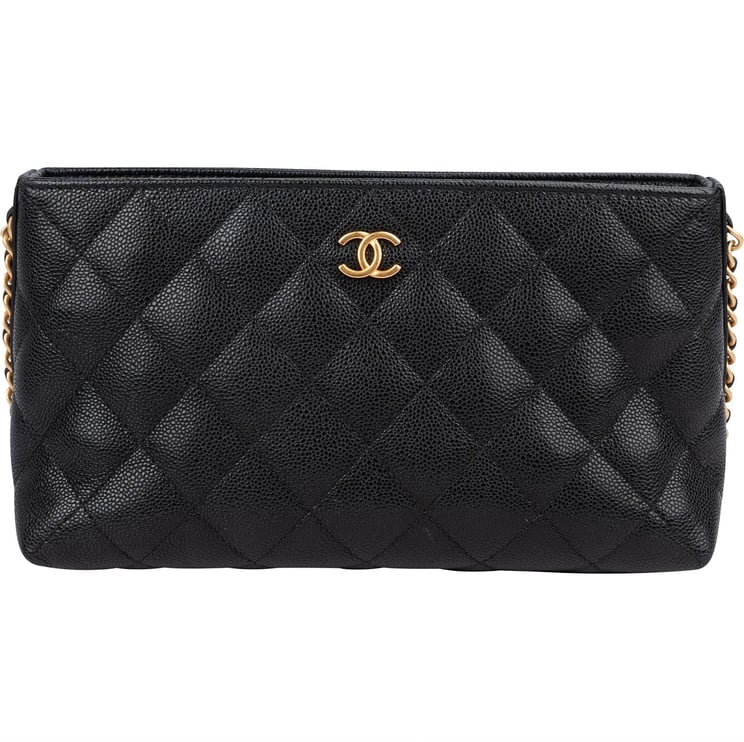 Chanel Chanel Quilted Caviar Leather Side Chain Clutch Bag