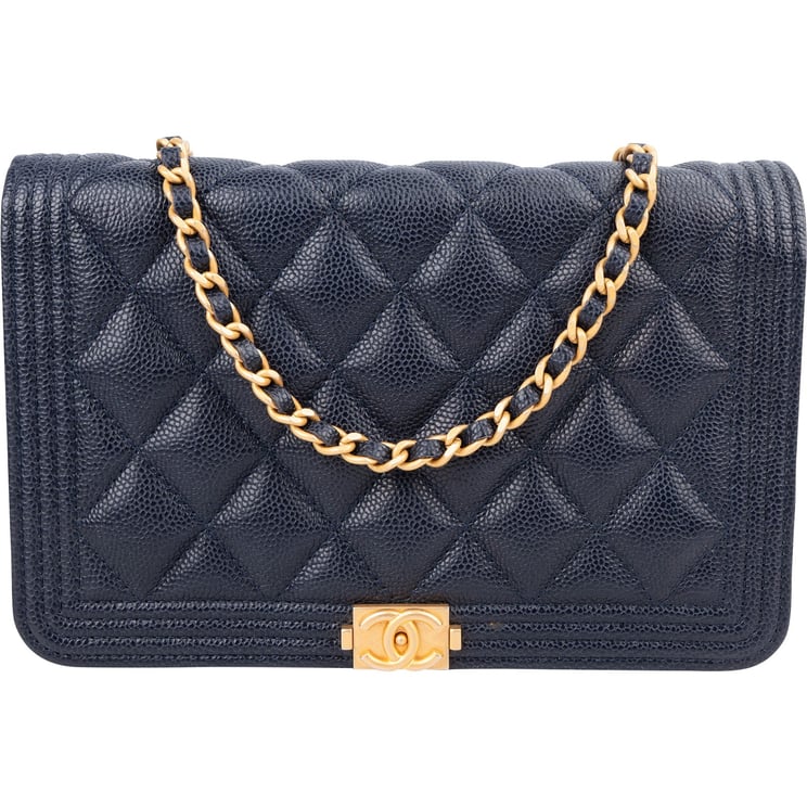 Chanel Chanel Quilted Caviar Leather Boy Wallet On Chain Crossbody Bag