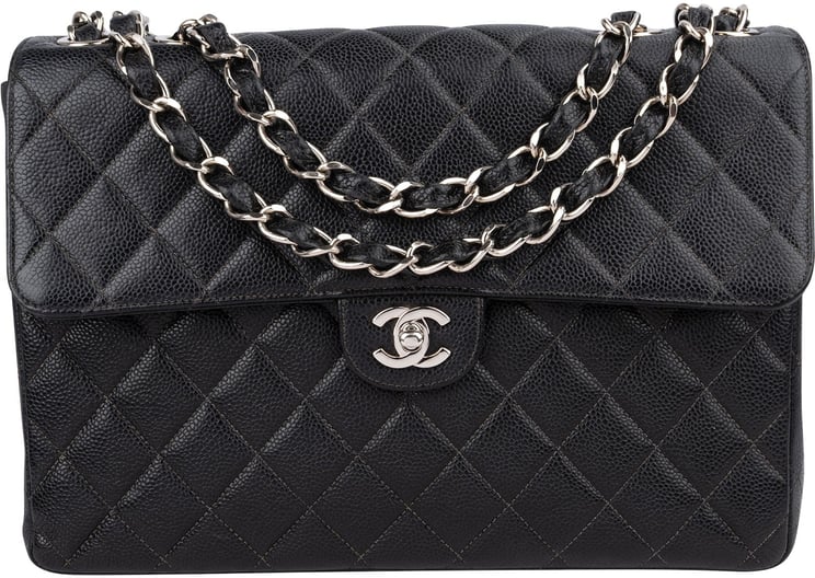 Chanel Chanel Quilted Caviar Leather Jumbo Single Flap Crossbody Bag