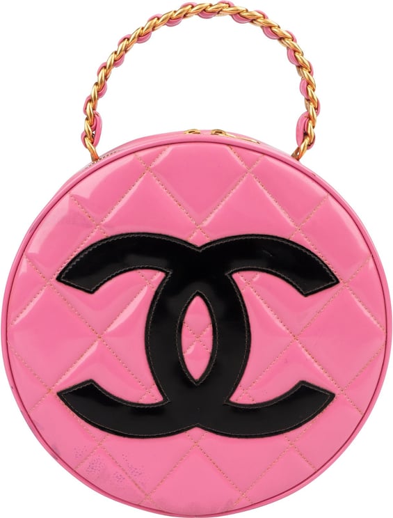 Chanel Chanel Iconic Quilted Patent Leather Round Vanity Handbag