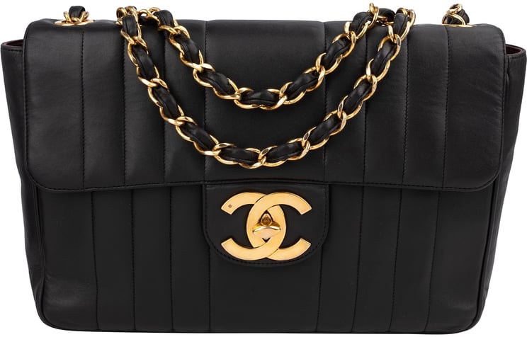 Chanel Chanel Vertical Quilted Lambskin 24K Gold Jumbo Single Flap Crossbody Bag
