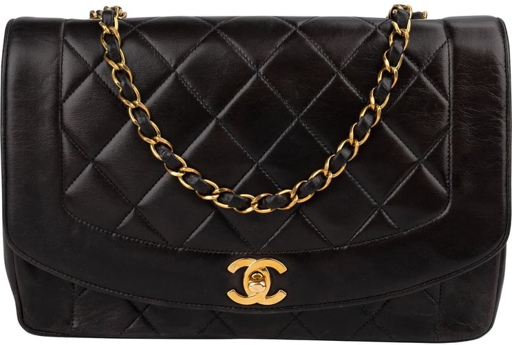 Chanel Chanel Quilted Lambskin 24K Gold Medium Diana Single Flap Crossbody Bag