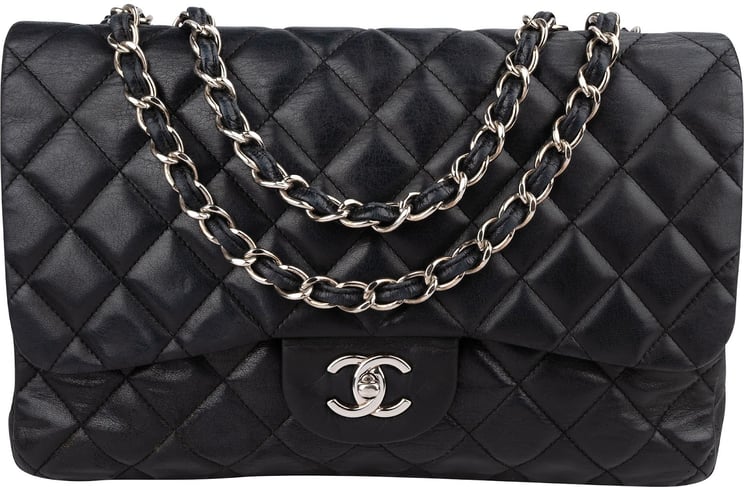 Chanel Chanel Quilted Lambskin Palladium Jumbo Single Flap Crossbody Bag