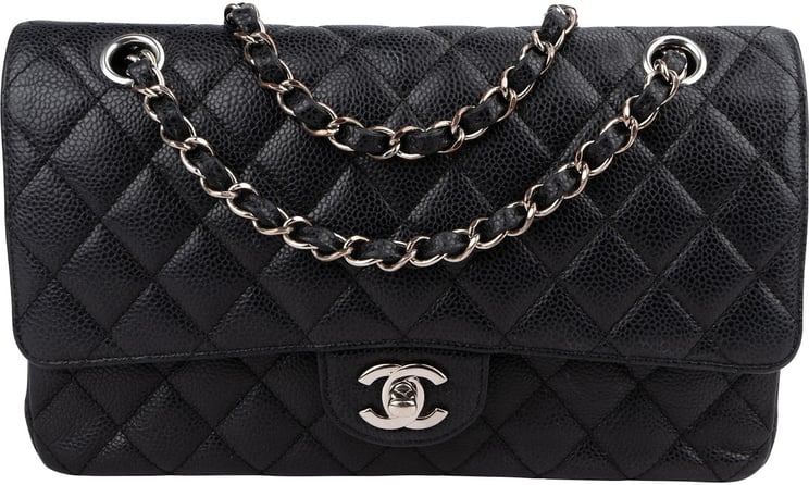 Chanel Chanel Quilted Caviar Leather Palladium Medium Double Flap Shoulder Bag